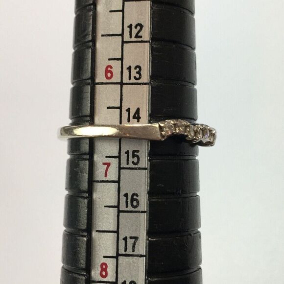 Sterling Silver Ring Size 6.5 Cubic Zirconia Wave Band Layering Stacking - Picture 8 of 14
